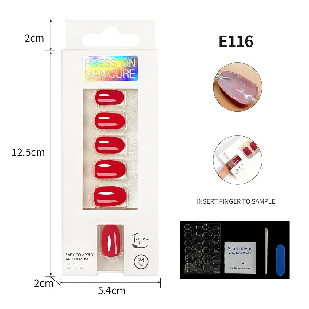 VITAGWX 24 Pcs False Nails Set Solid Color Press on Nails Short Artificial Reusable Nails Art Full Cover Stick on Nail Tips