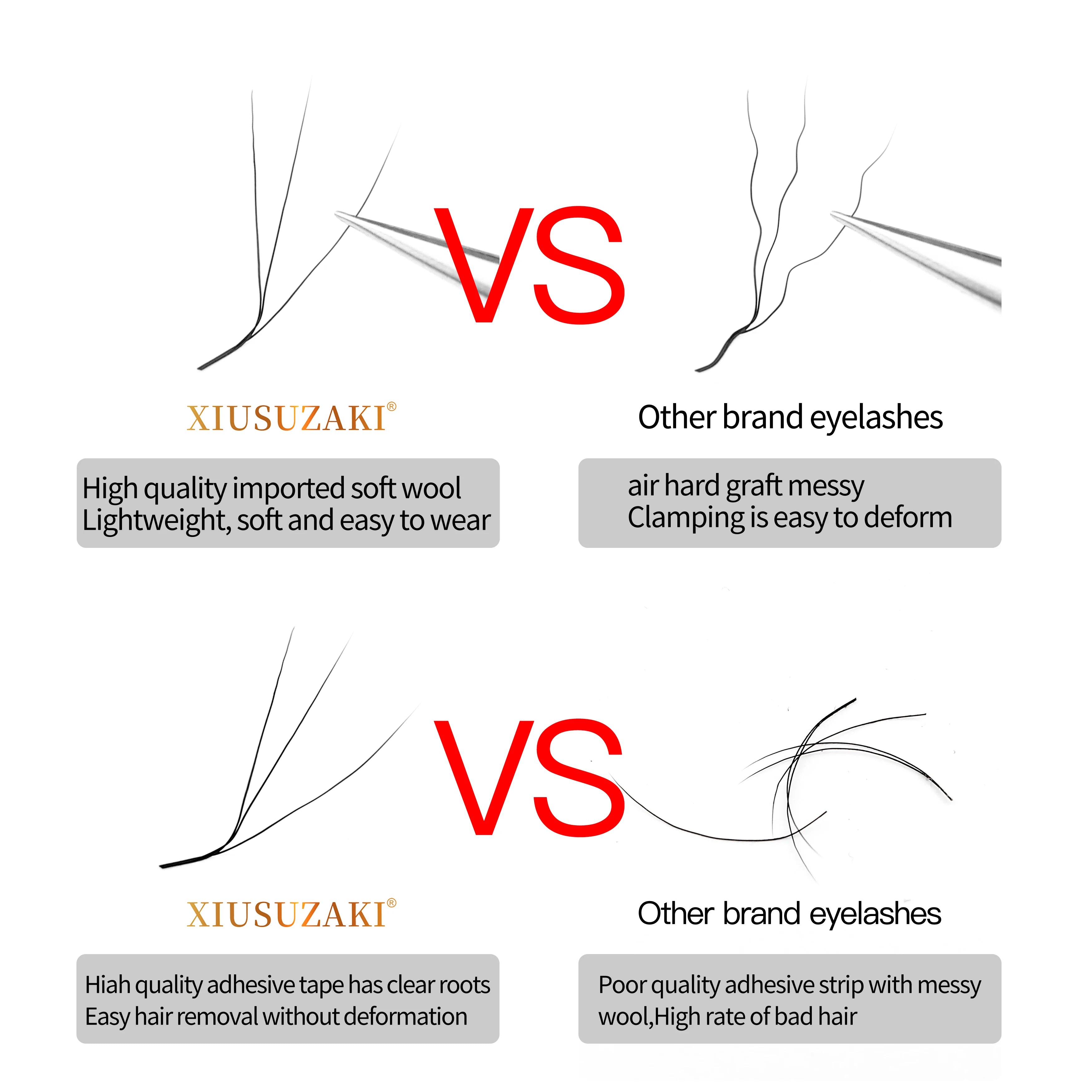 XIUSUZAKI L/LU/M Curl YY 3D 4D 5D W Shape Eyelash Extension Hand Woven  Soft Light Natural Lashes Premade Volume Fan Eyelashes