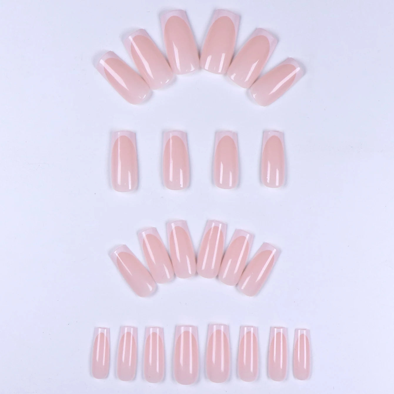 24pcs/set short square fake nails for women cute bride heart white french tips faux ongles y2k press on false nail supplies