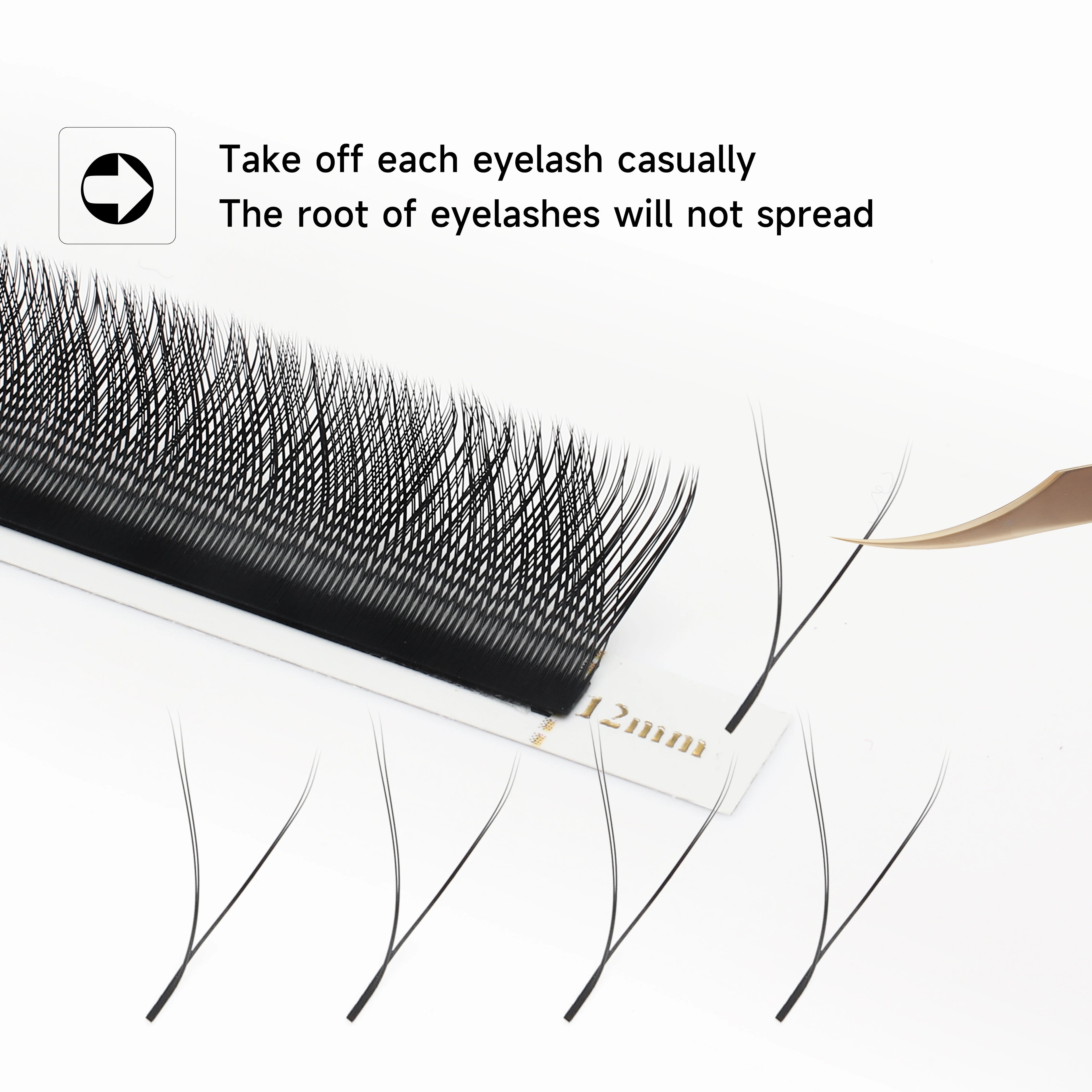 XIUSUZAKI 3D W Shaped Black Brown Eyelashes Extensions 3 Tips False Lashes Natural Soft Premade Volume Fans Individual Lashes