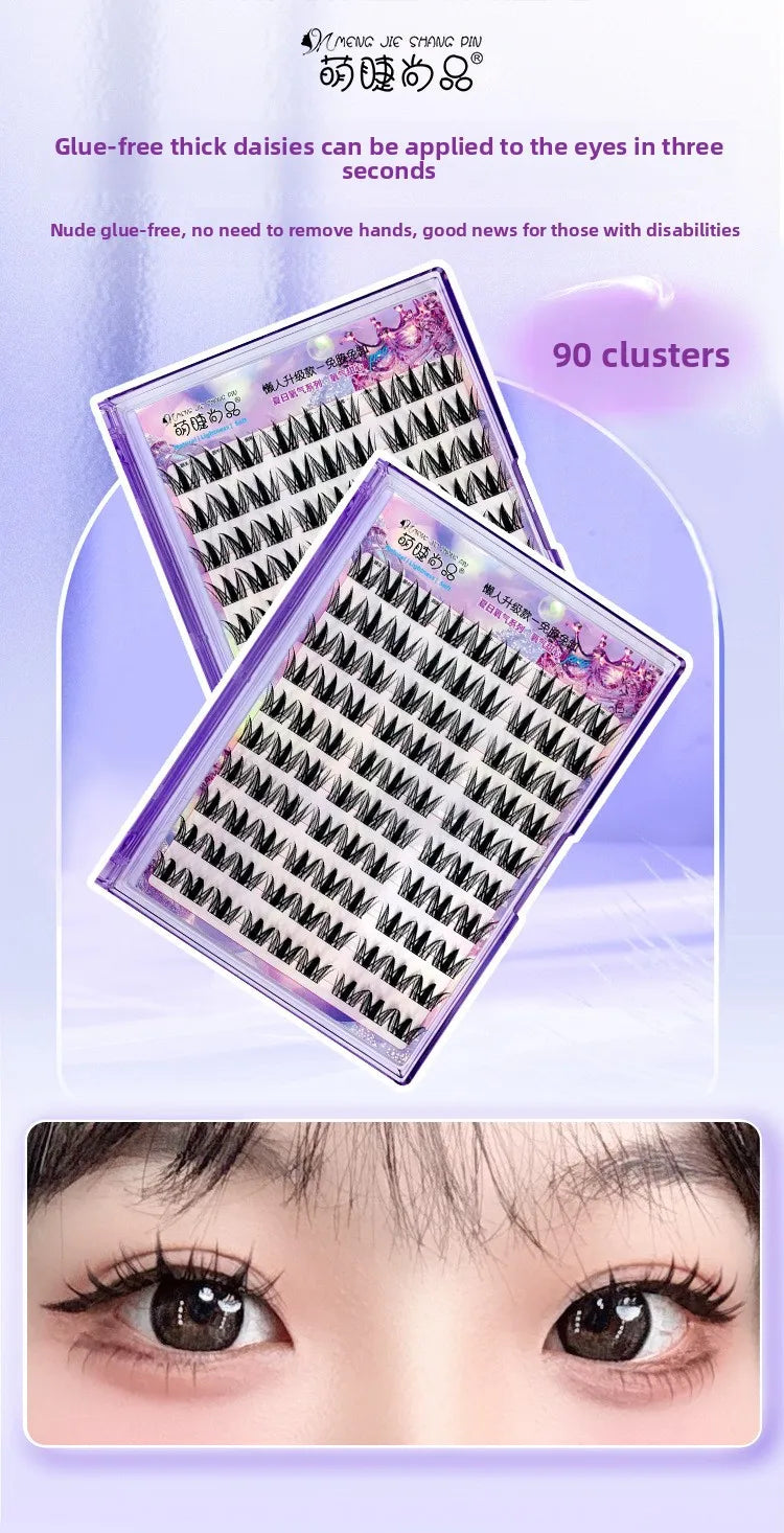Glue-free Self-adhesive Fluffy False Eyelashes Voluminous Reusable Curling Manga Eyes Lash Easy Removal 11-13mm
