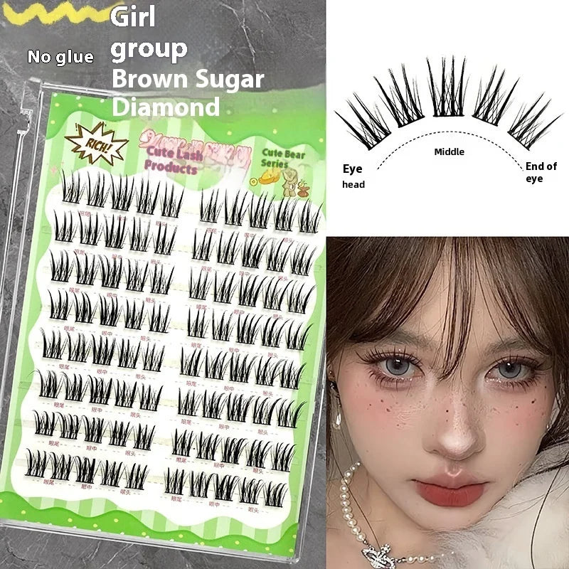 Voluminous Glue-free Self-adhesive False Eyelashes 5D Fluffy Thick Natural Curling Lash Easy Application Anime Eye