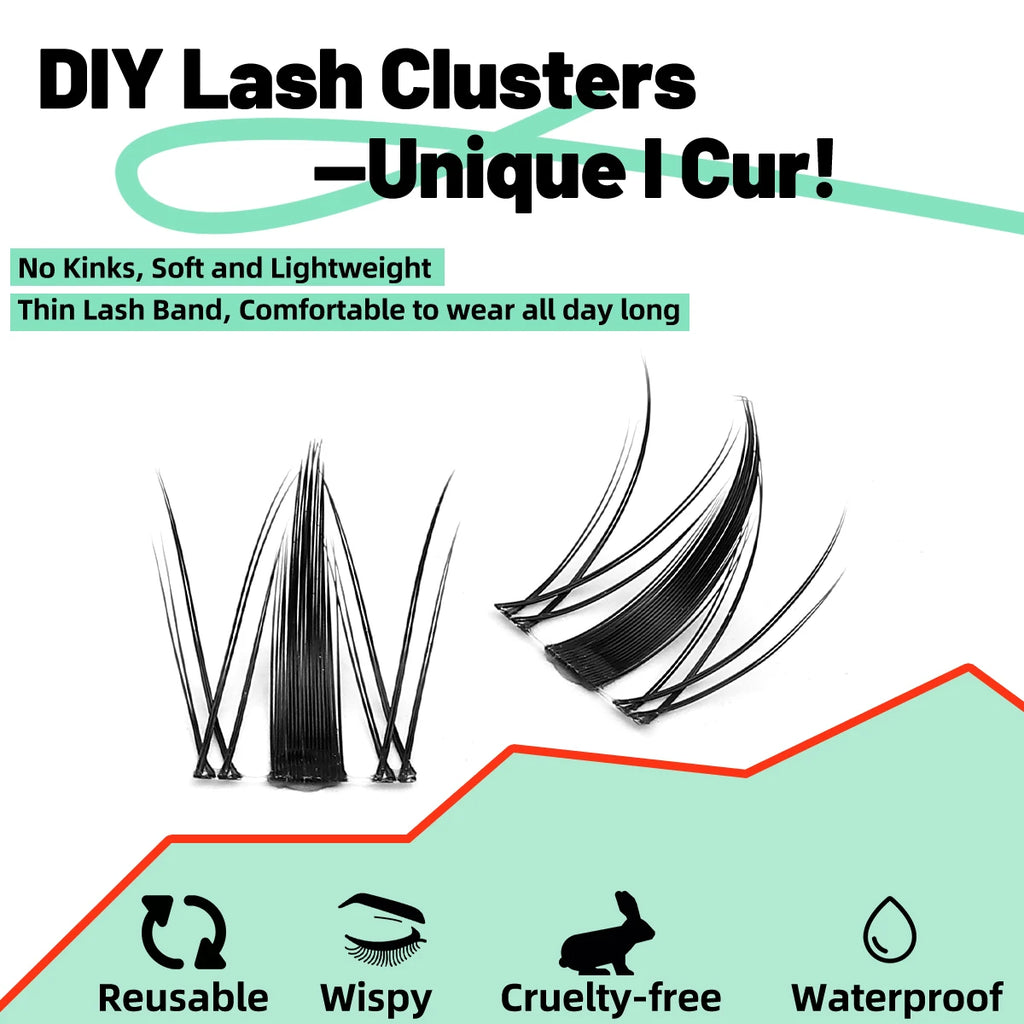 IGUIONSS Segmented False Eyelash Extension DIY Natural Individual Lash Makeup Tools Soft Easy to Operate Eyelashes