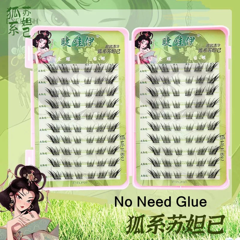 Voluminous Glue-free Self-adhesive False Eyelashes Comic Fox Eyes Effect Reusable Easy To Remove Long Winged Lash
