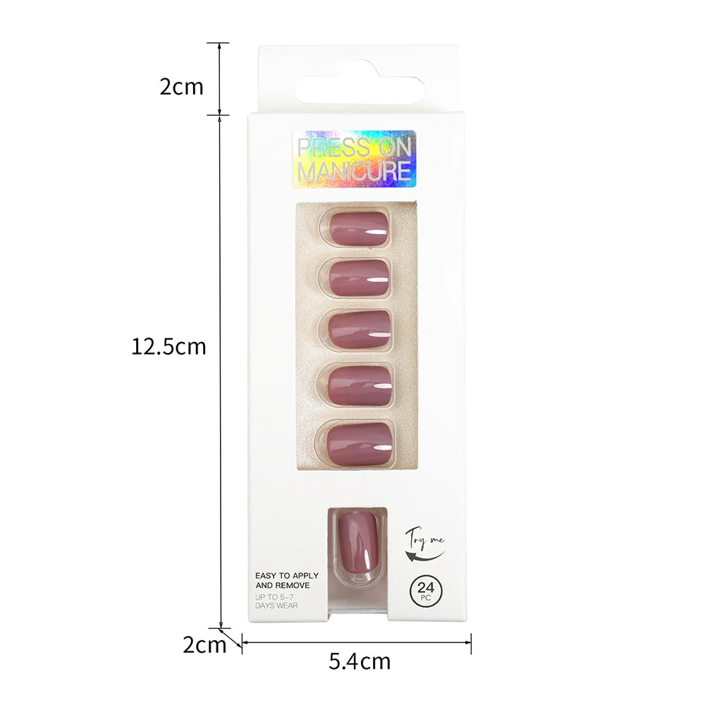VITAGWX 24 Pcs False Nails Set Solid Color Press on Nails Short Artificial Reusable Nails Art Full Cover Stick on Nail Tips