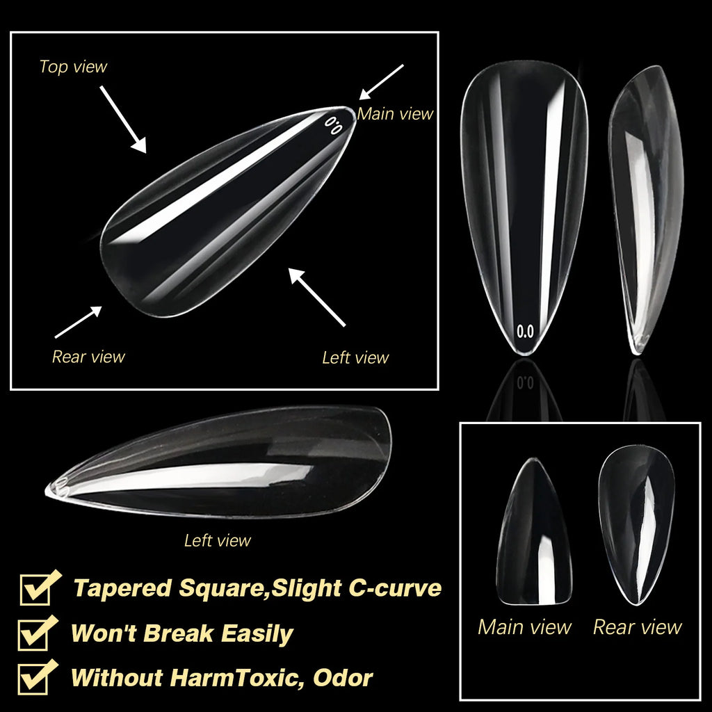 Boxed Transparent Fake Nails Mulit-Shaped Size Almond Coffin Press On Acrylic Nails For Manicure Art Extension Decoration