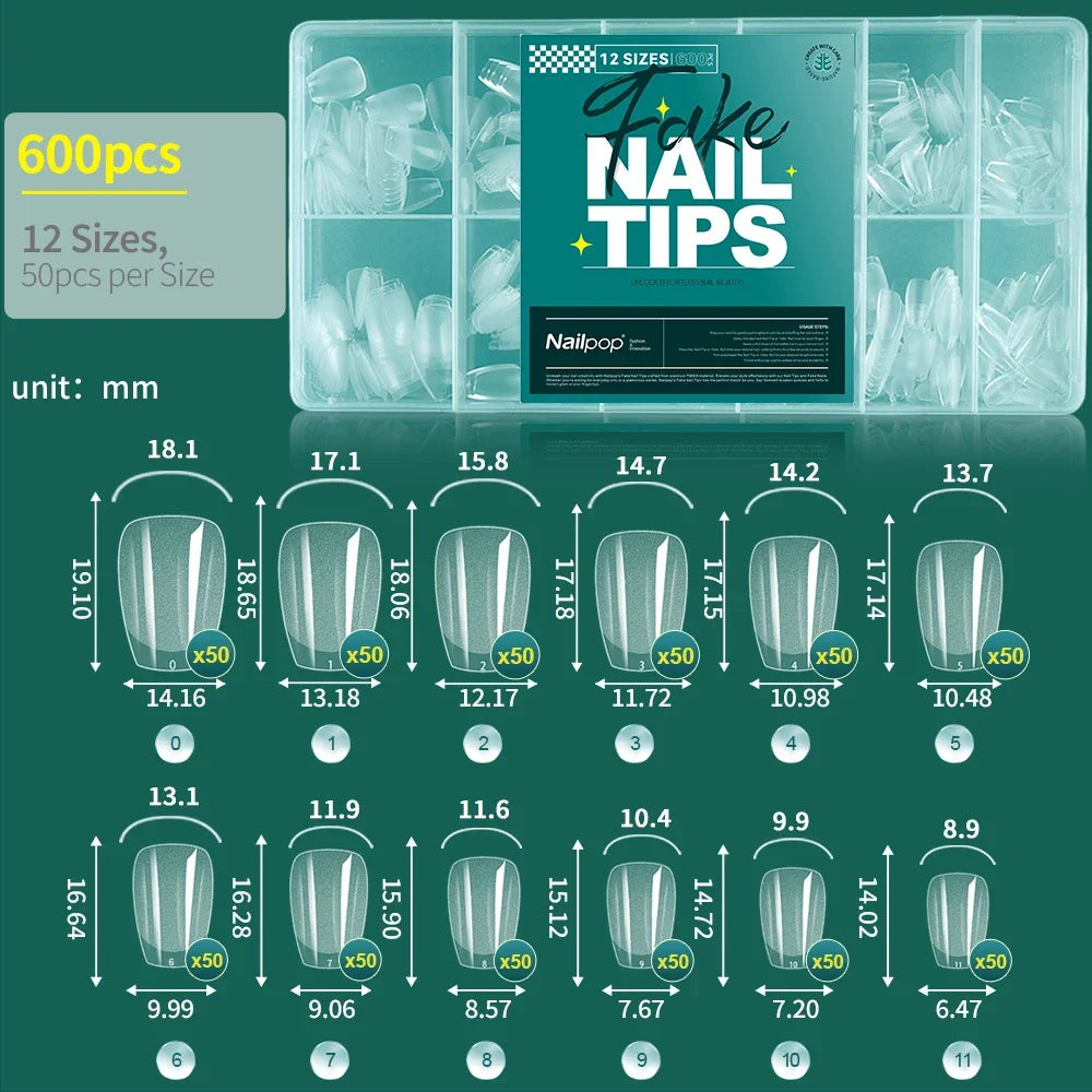 Nailpop Extra Short Nail Tips Half Cover Soft Gel Almond Shape False Nails 600pcs Gel x Tips for Nail Extension DIY Nail Art