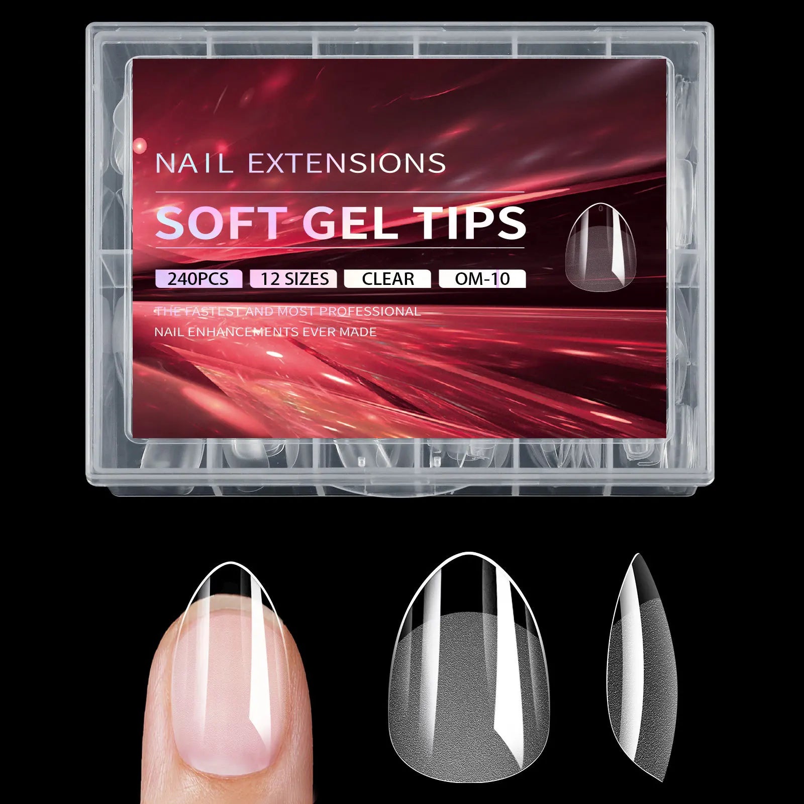 240pcs soft gel nail tips, half matte full coverage press-on nail tips almond square coffin french false nails thin front