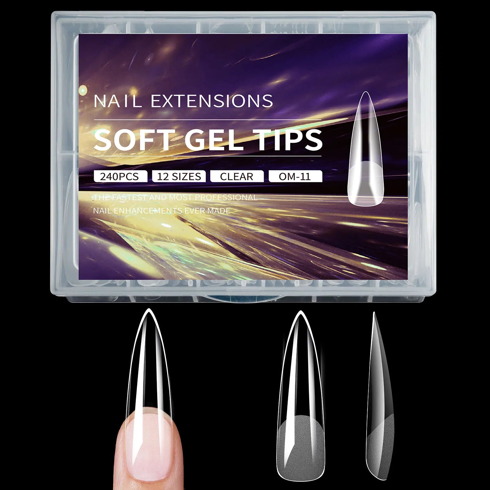 240pcs soft gel nail tips, half matte full coverage press-on nail tips almond square coffin french false nails thin front