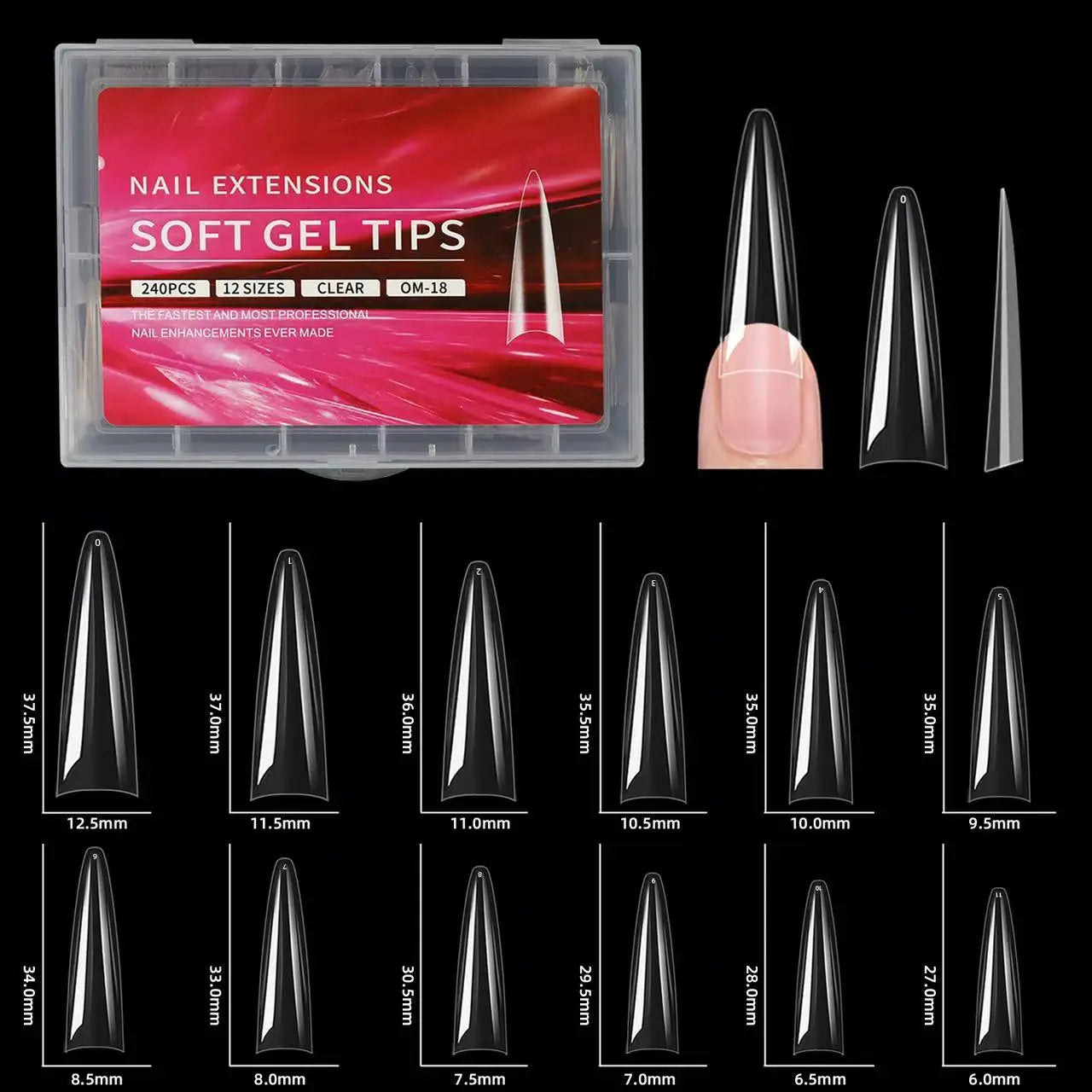 240pcs soft gel nail tips, half matte full coverage press-on nail tips almond square coffin french false nails thin front