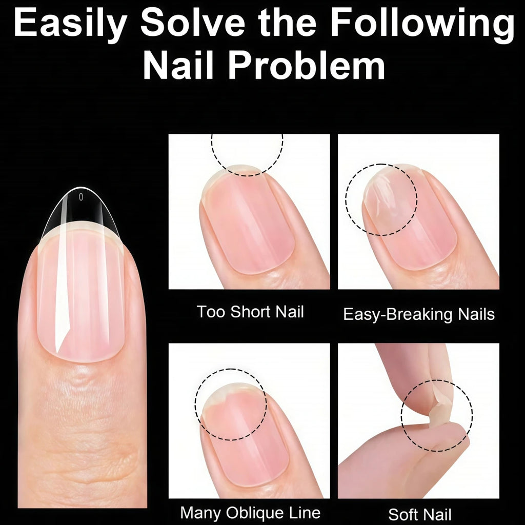 120 Short Almond-Shaped Oval Fake Nail Cutting Kit, Expandable and Complete Covering Nail Glue, French Ballet Shoe Style, Presse