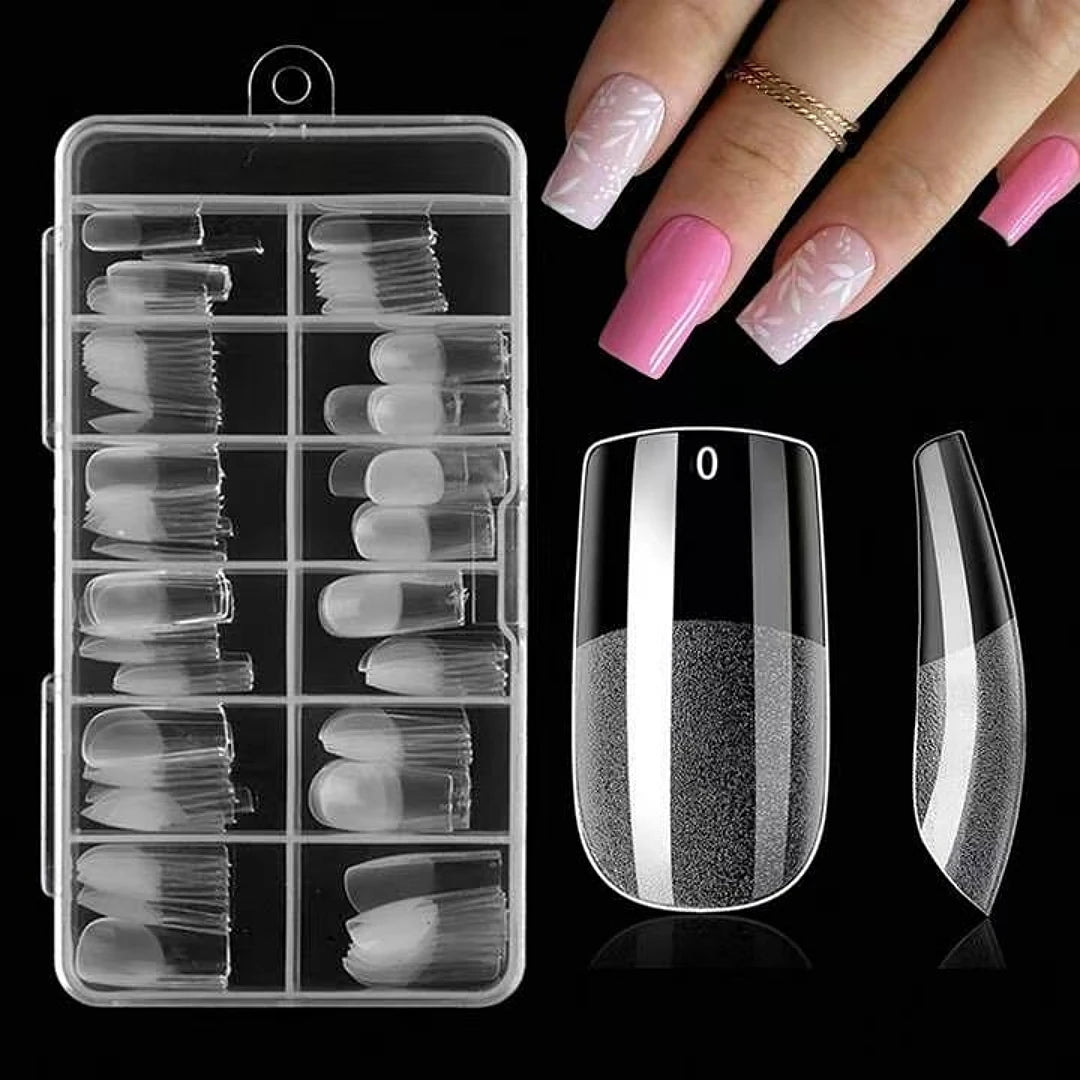 Square Nail Tips 120 PCS Artificial Full Cover Soft Clear Gel Tips 12 Sizes Sharp False Nails for Nail Extension