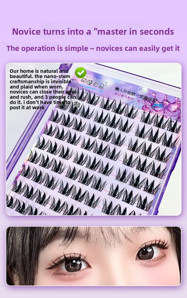 Glue-free Self-adhesive Fluffy False Eyelashes Voluminous Reusable Curling Manga Eyes Lash Easy Removal 11-13mm