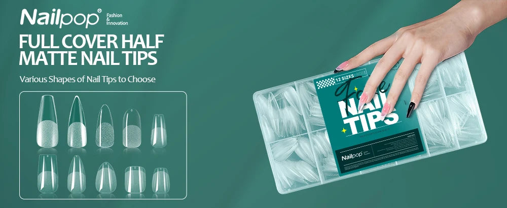 Nailpop 600PCS Soft Gel X Nail Tips Full Cover Coffin Stiletto Fake Nails Extra Short Almond Square Soak Off Gel False Nail Tips