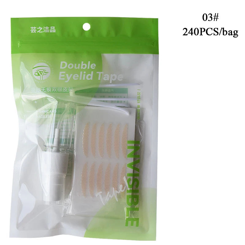 240pcs/pack Double Eyelid Tape Three Styles Big Eyes Invisible Eyelid Sticker Glue Free Self-adhesive Double Eyelid Patches