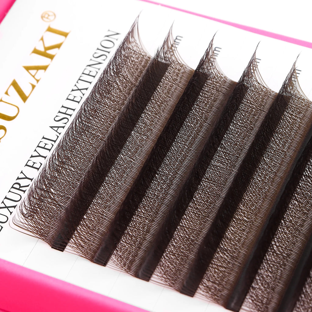 XIUSUZAKI 3D W Shaped Black Brown Eyelashes Extensions 3 Tips False Lashes Natural Soft Premade Volume Fans Individual Lashes