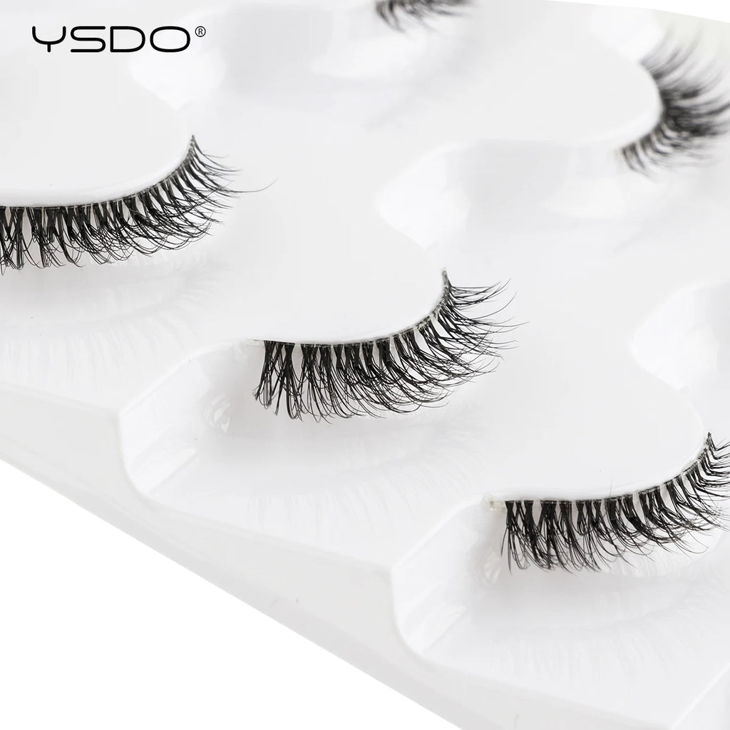 YSDO Natural Mink Eyelashes 3/6/10 Pairs Wispy Faux 3D Mink Lashes Short Fluffy Half False Eyelash Makeup Tools Cat Eye Lashes