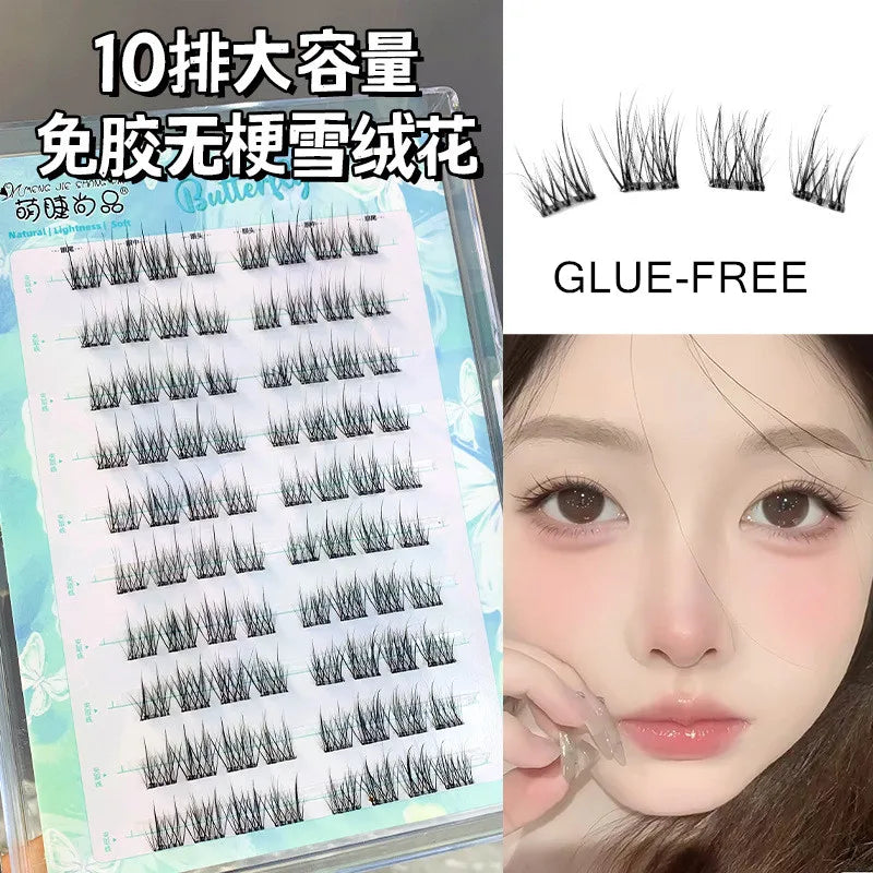 Voluminous Glue-free Self-adhesive False Eyelashes 5D Fluffy Thick Natural Curling Lash Easy Application Anime Eye