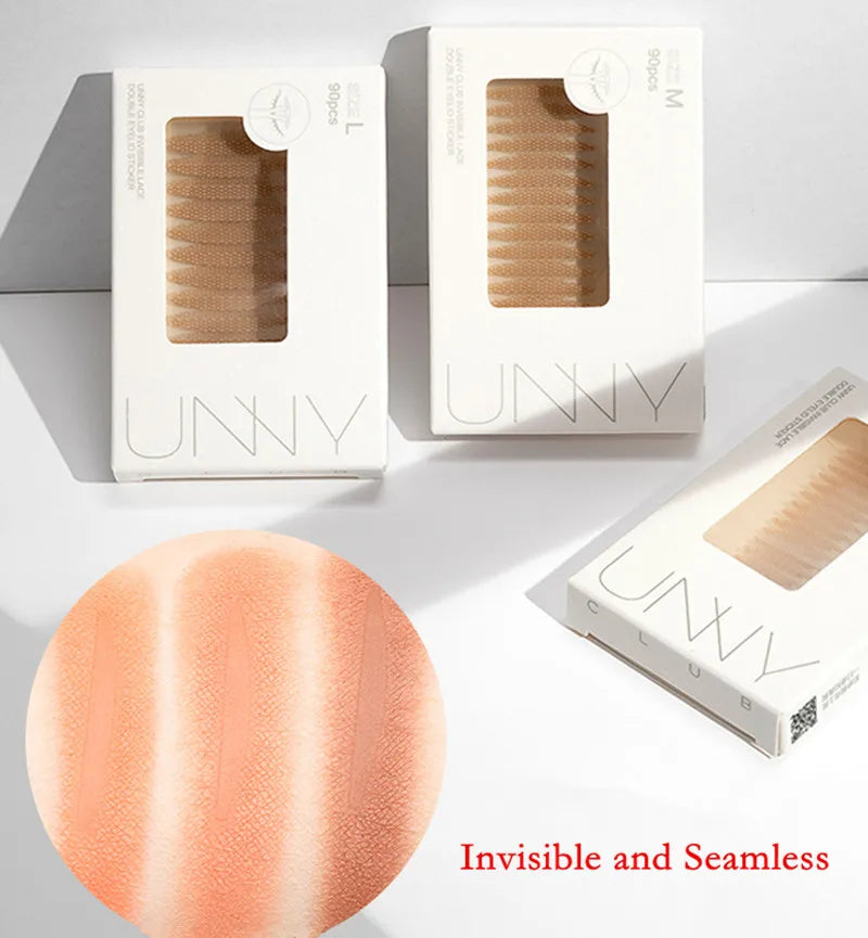 U N N Y Eyelid Tape Sticker Invisible Double Fold Eyelid Paste Beige Stripe Self-adhesive Natural Eye Tape Makeup Tool