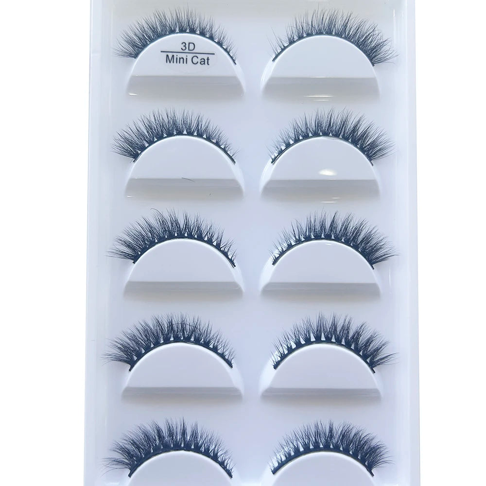 New 5 Pairs Natural 3D False Eyelashes Makeup Mink Eyelash Fake Eye Lashes Faux Cils Make Up Beauty Maquillaje Tools H13 Cat