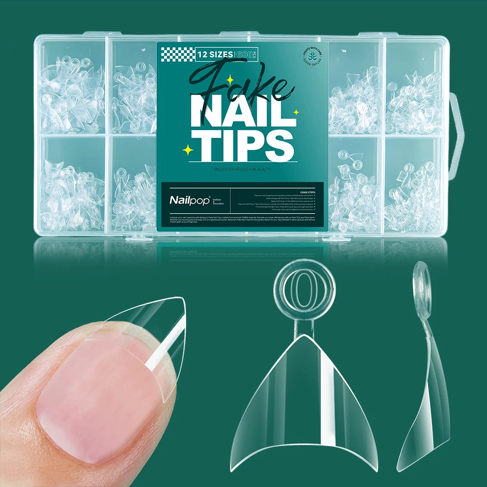 Nailpop Extra Short Nail Tips Half Cover Soft Gel Almond Shape False Nails 600pcs Gel x Tips for Nail Extension DIY Nail Art