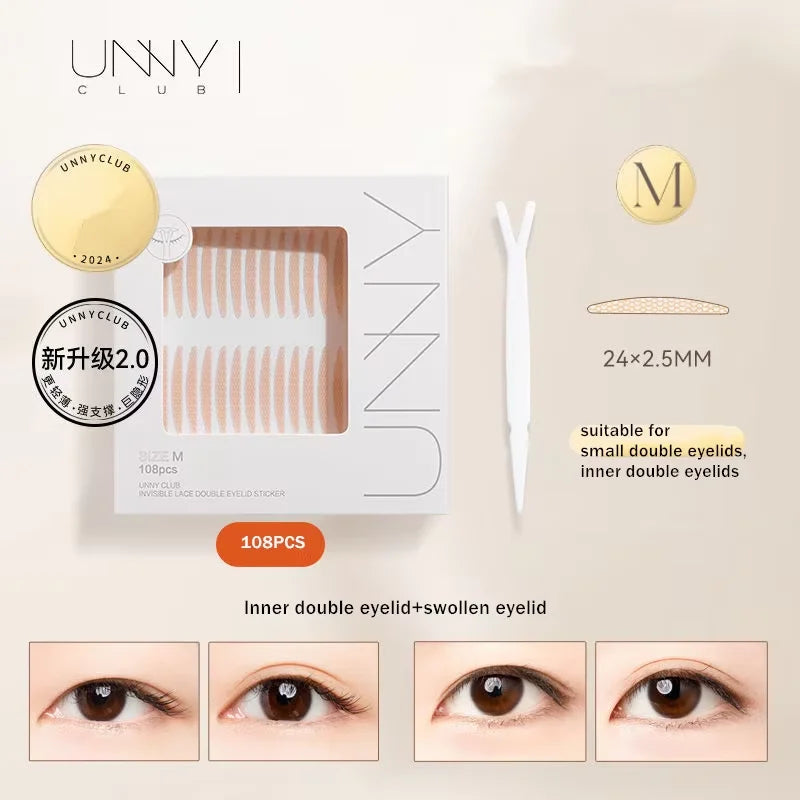 2024 U N N Y Invisible Double Eyelid Tape Sticker Long Lasting Double-Fold Self-Adhesive Paste Beauty Big Eye Tools