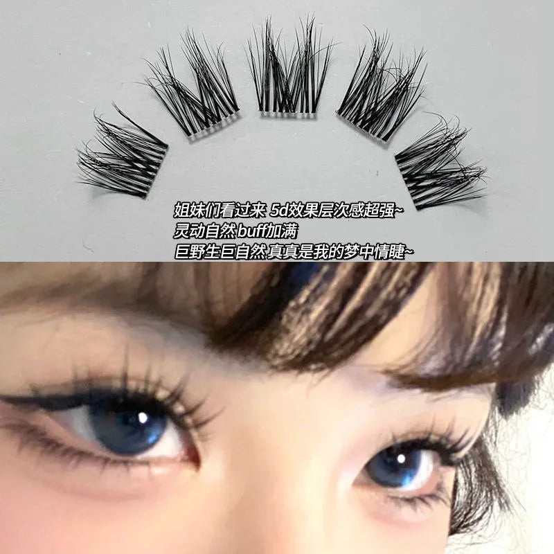 100 Clusters False Eyelashes Fluffy Cat Ear Effect Lashes Individual Cluster Segmented Natural Thick Long Enlarge Eyes