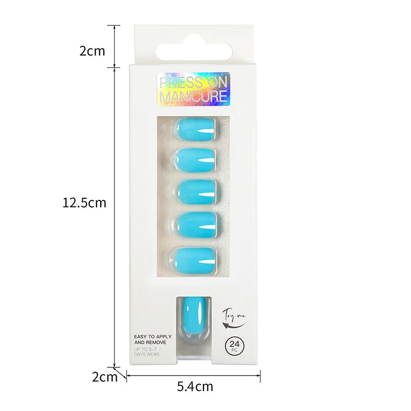 VITAGWX 24 Pcs False Nails Set Solid Color Press on Nails Short Artificial Reusable Nails Art Full Cover Stick on Nail Tips
