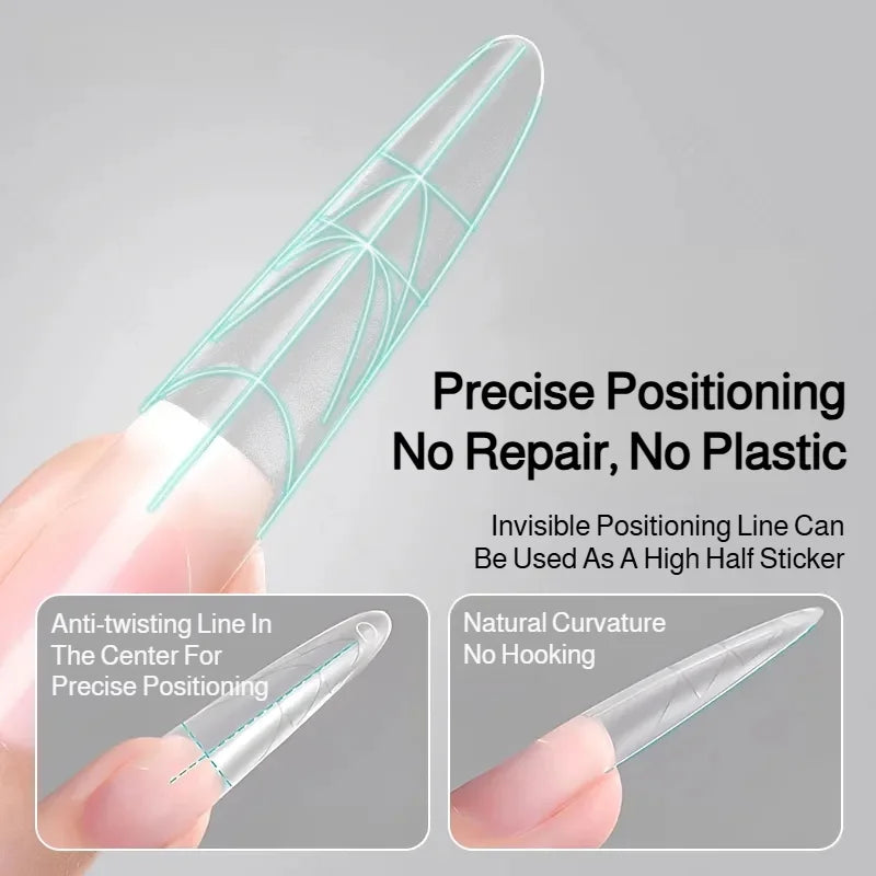 240pcs Nail Art Seamless Fine Dog Extension Free of Grinding Ultra-thin Frosted Nail Full Patch Sandwich Dual False Nail Tips