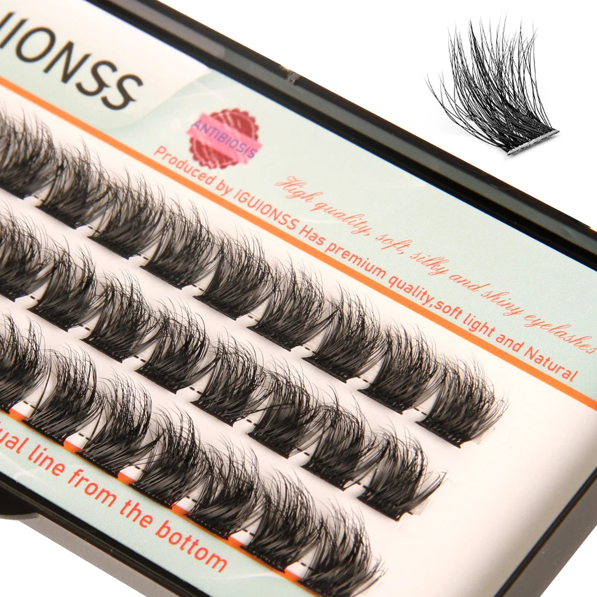 IGUIONSS Segmented False Eyelash Extension DIY Natural Individual Lash Makeup Tools Soft Easy to Operate Eyelashes