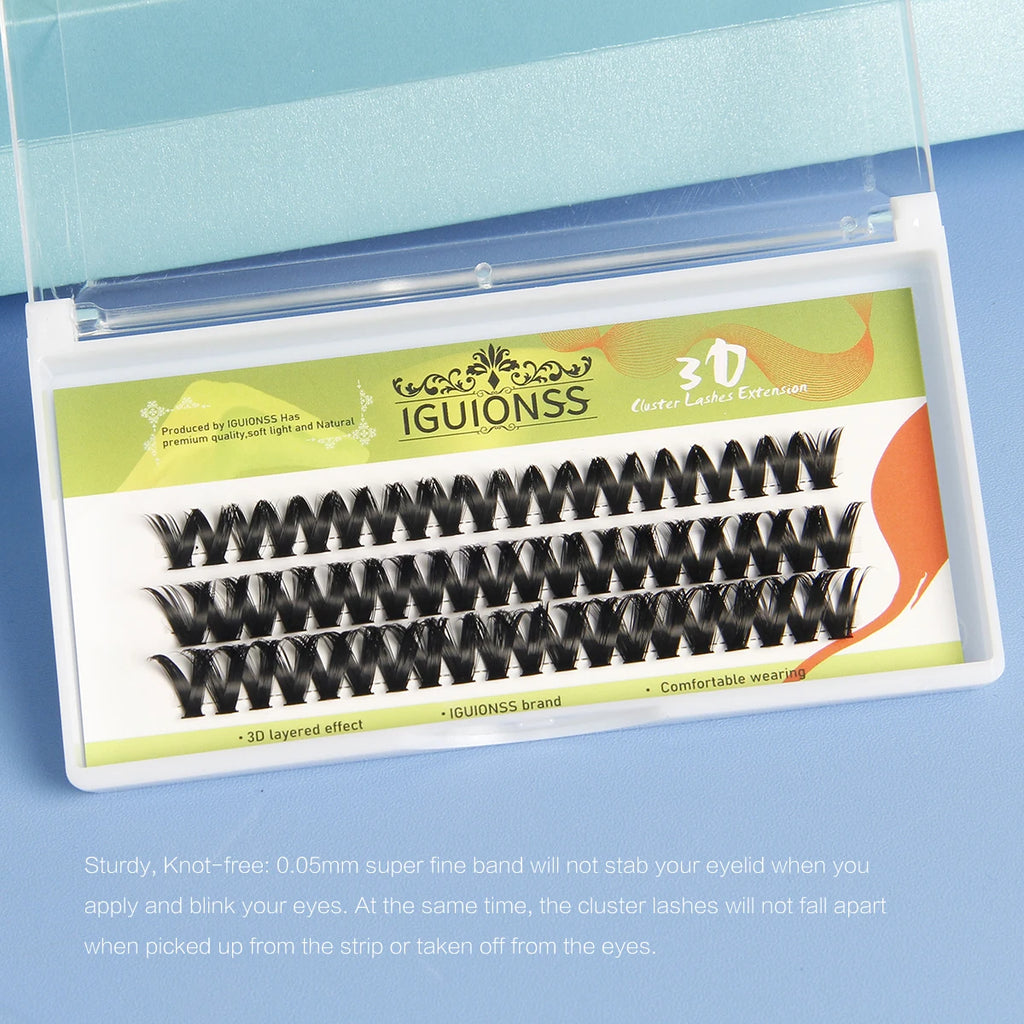 IGUIONSS Segmented False Eyelash Extension DIY Natural Individual Lash Makeup Tools Soft Easy to Operate Eyelashes