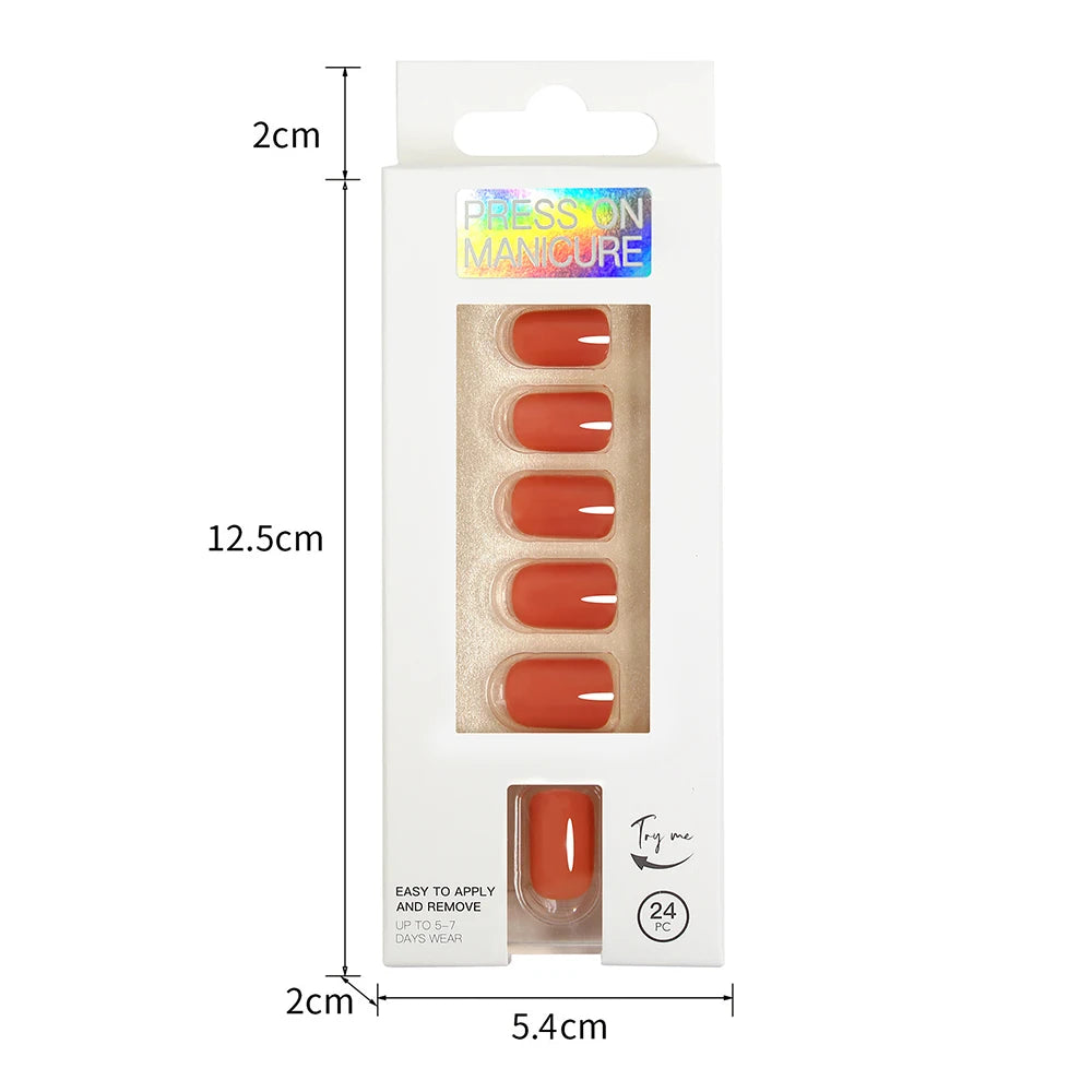 VITAGWX 24 Pcs False Nails Set Solid Color Press on Nails Short Artificial Reusable Nails Art Full Cover Stick on Nail Tips