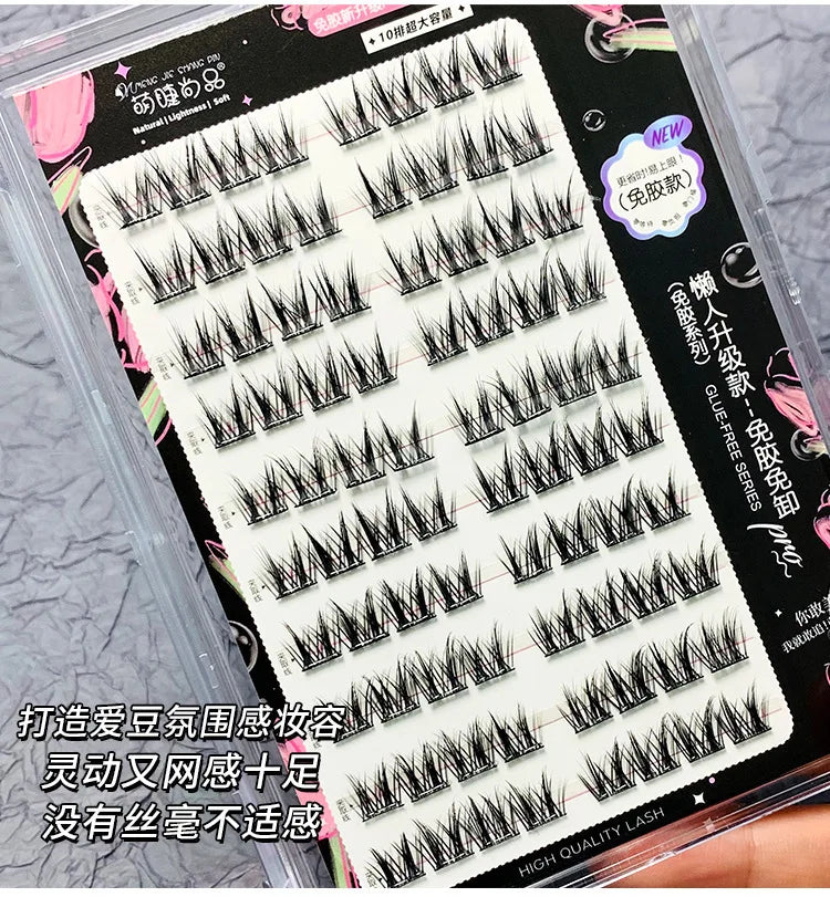 Voluminous Glue-free Self-adhesive False Eyelashes 5D Fluffy Thick Natural Curling Lash Easy Application Anime Eye
