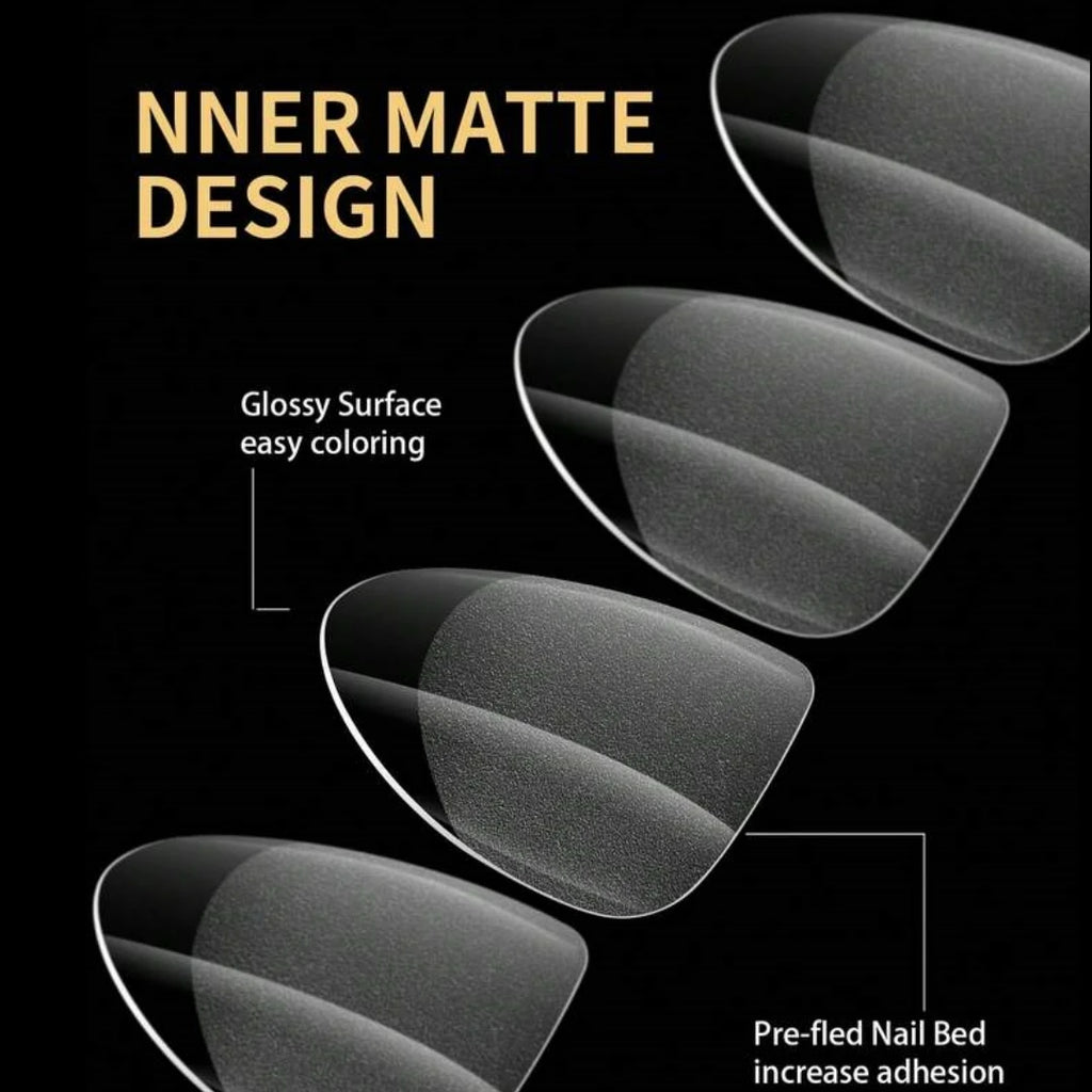 120 Short Almond-Shaped Oval Fake Nail Cutting Kit, Expandable and Complete Covering Nail Glue, French Ballet Shoe Style, Presse