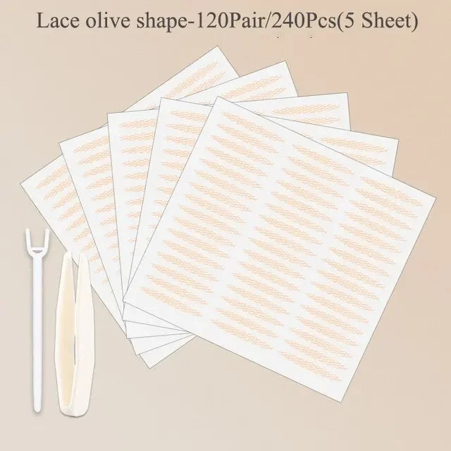 240Pcs  Nature Clear Beige Stripe Self-adhesive  Natural Eye Makeup Make Up With Tool New Double Fold Eyelid Tape Sticker Lace