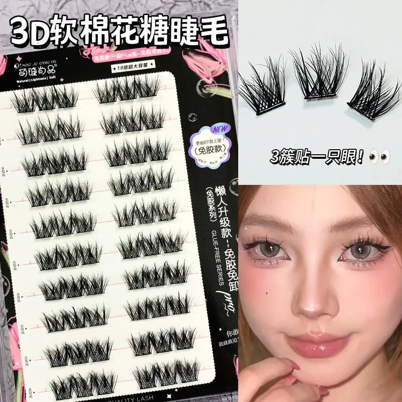 Voluminous Glue-free Self-adhesive False Eyelashes 5D Fluffy Thick Natural Curling Lash Easy Application Anime Eye