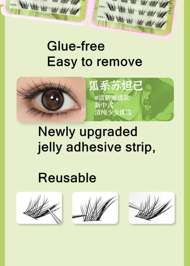 Voluminous Glue-free Self-adhesive False Eyelashes Comic Fox Eyes Effect Reusable Easy To Remove Long Winged Lash