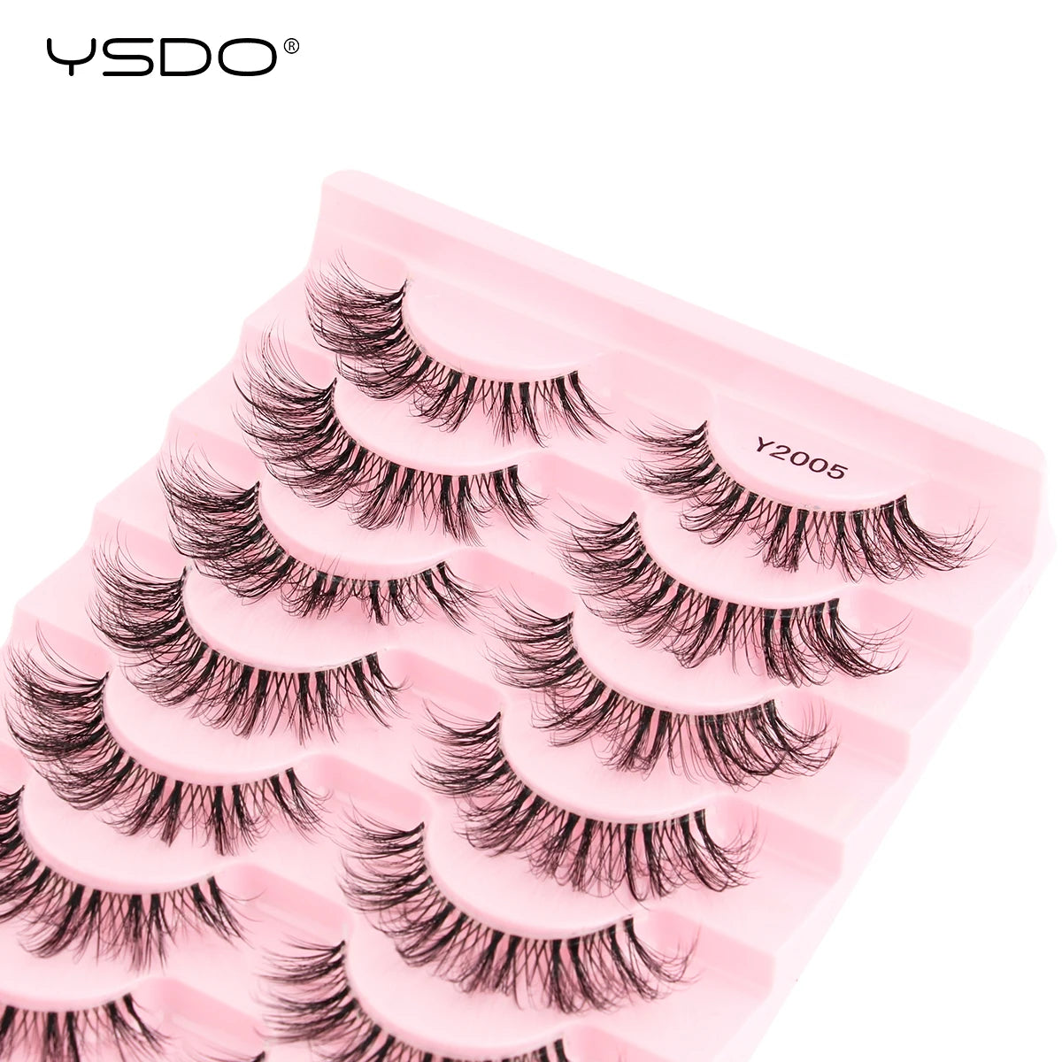 YSDO Natural Mink Eyelashes 3/6/10 Pairs Wispy Faux 3D Mink Lashes Short Fluffy Half False Eyelash Makeup Tools Cat Eye Lashes