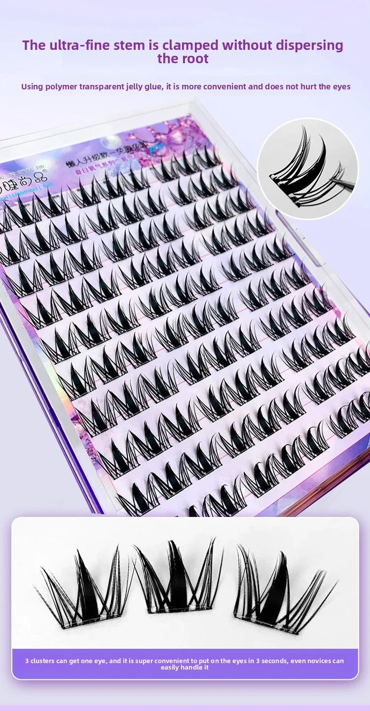 Glue-free Self-adhesive Fluffy False Eyelashes Voluminous Reusable Curling Manga Eyes Lash Easy Removal 11-13mm