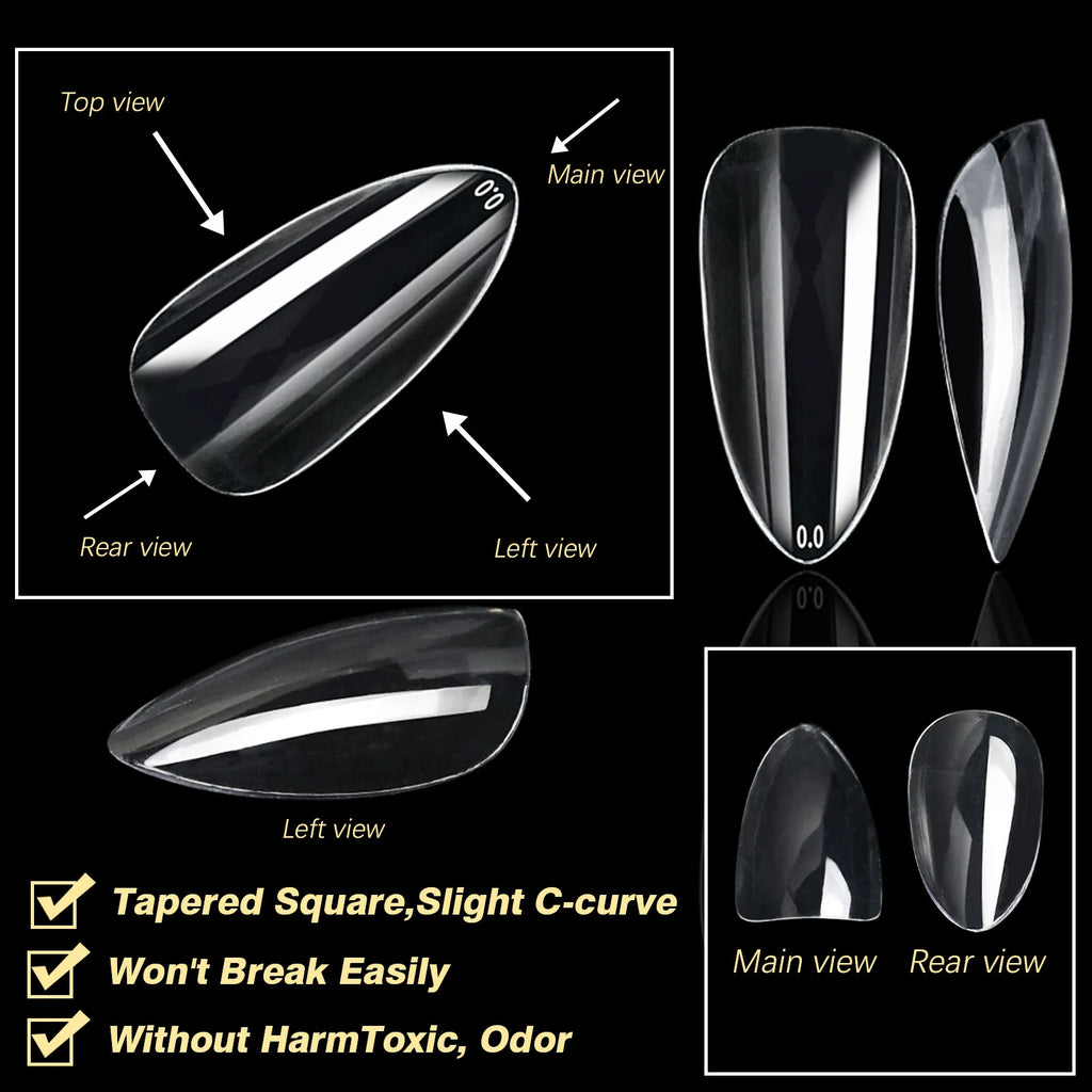Boxed Transparent Fake Nails Mulit-Shaped Size Almond Coffin Press On Acrylic Nails For Manicure Art Extension Decoration