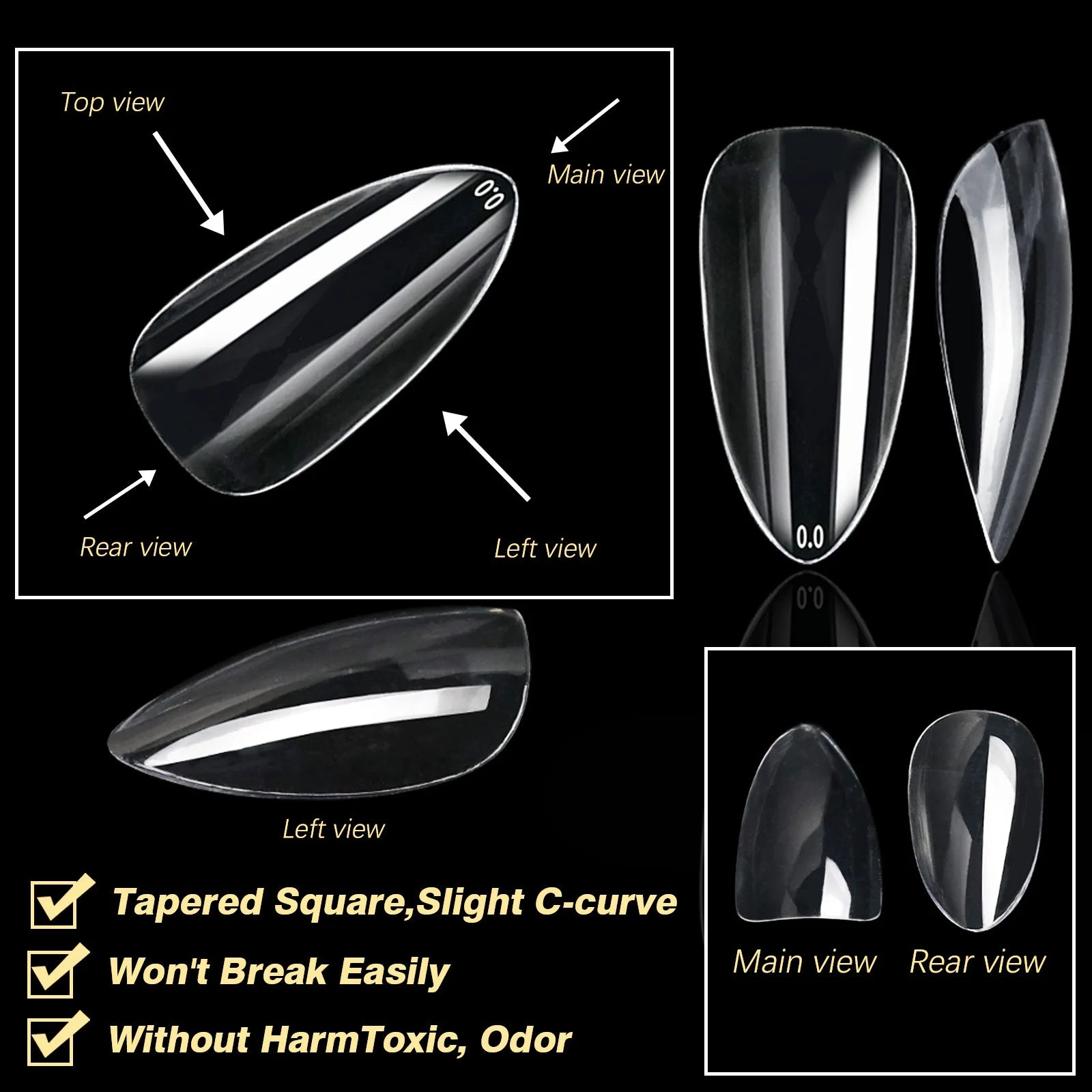 Boxed Transparent Fake Nails Mulit-Shaped Size Almond Coffin Press On Acrylic Nails For Manicure Art Extension Decoration