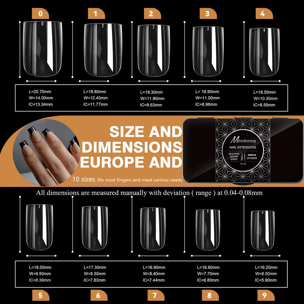 Boxed Transparent Fake Nails Mulit-Shaped Size Almond Coffin Press On Acrylic Nails For Manicure Art Extension Decoration