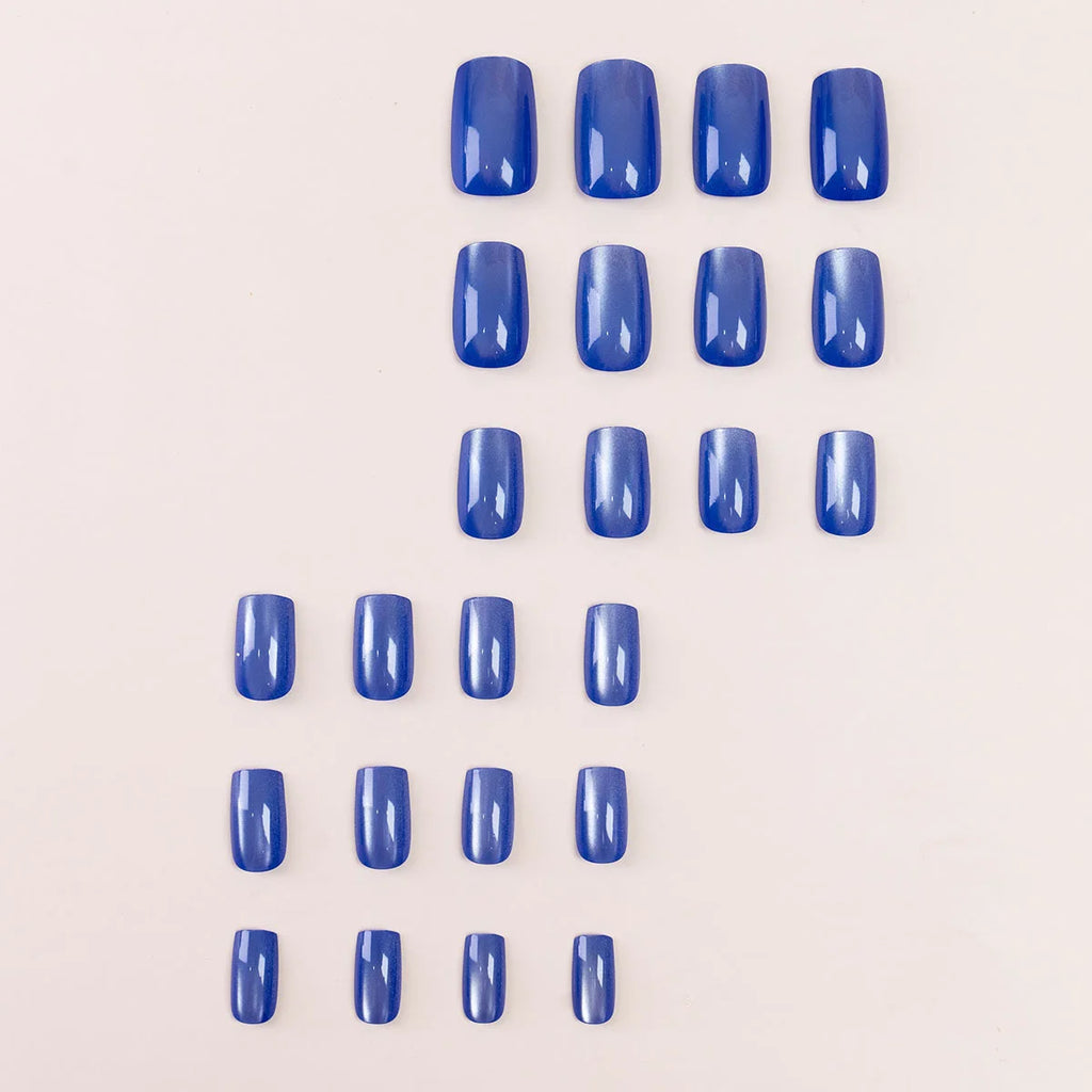 24pcs/set Cool Tone Cat Eye Press on Nails Mid-Square Pure Solid Cat-Eye 4 Colors Gradient Cat eye Women's Daily Wear Fake Nails