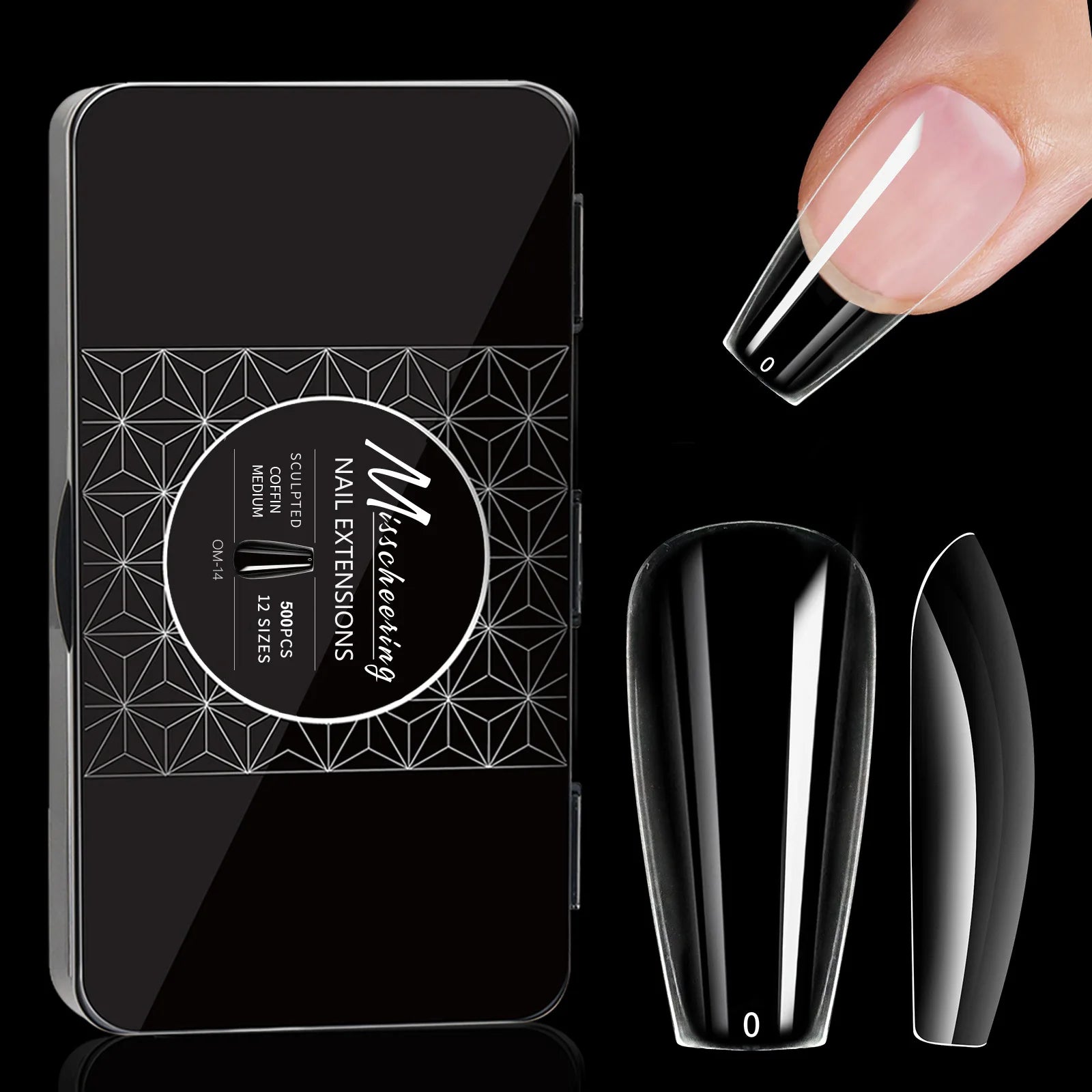 Boxed Transparent Fake Nails Mulit-Shaped Size Almond Coffin Press On Acrylic Nails For Manicure Art Extension Decoration