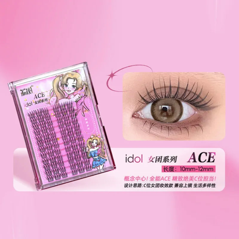 Lishu 72 Clusters False Eyelashes Manga Reusable Natural Cute Thick Long Fluffy Lashes Daily Makeup Enlarge Eyes