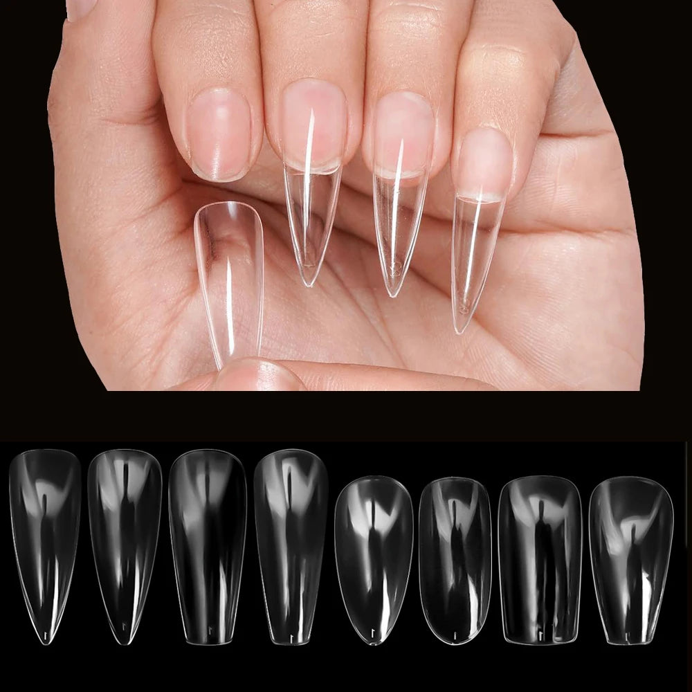 240pcs Ultra-thin Fake Nail Tips Extension Fully Transparent Artificial Press on Long Ballerinas Nails Art Tools False Nail Tips