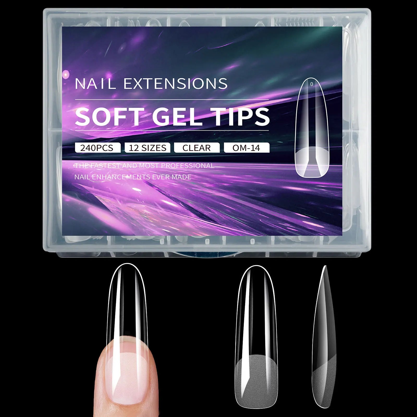 240pcs soft gel nail tips, half matte full coverage press-on nail tips almond square coffin french false nails thin front