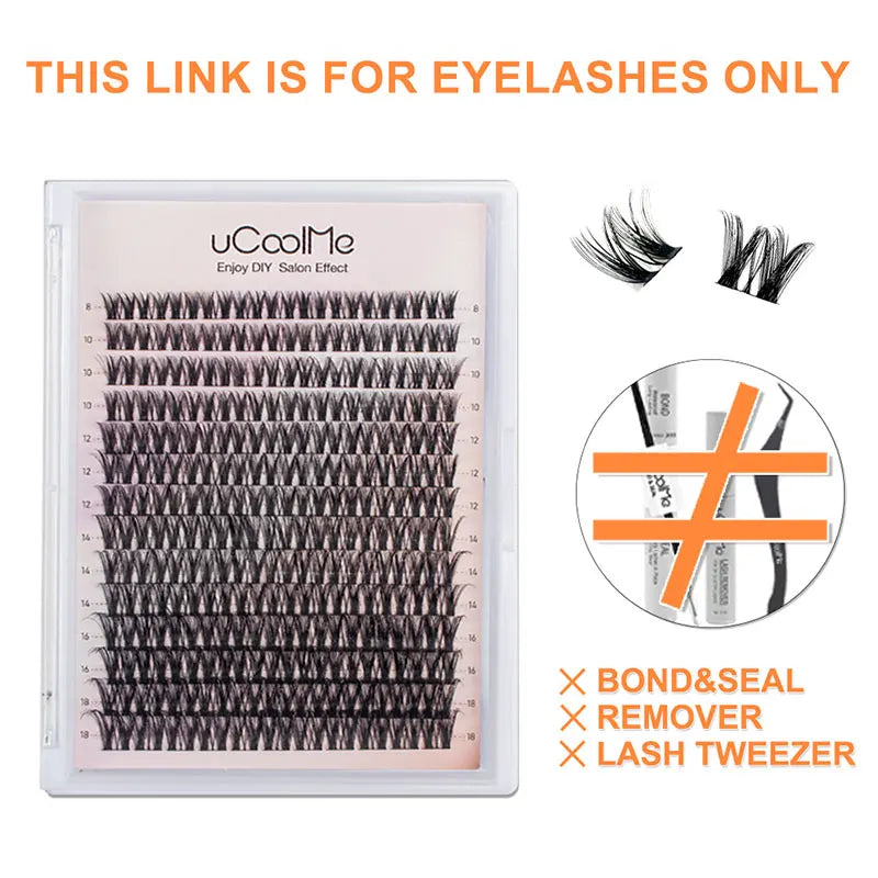 uCoolMe DIY Eyelashes Extension Flora 0.05mm D Curl Handmade 8-18mm Natural Wide Span Wispy Lash Clusters False Lashes Bundles