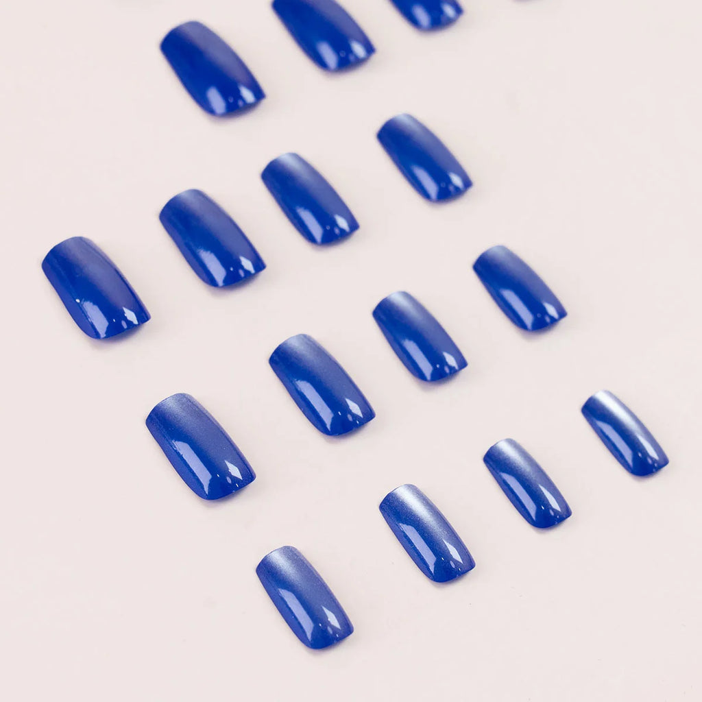 24pcs/set Cool Tone Cat Eye Press on Nails Mid-Square Pure Solid Cat-Eye 4 Colors Gradient Cat eye Women's Daily Wear Fake Nails