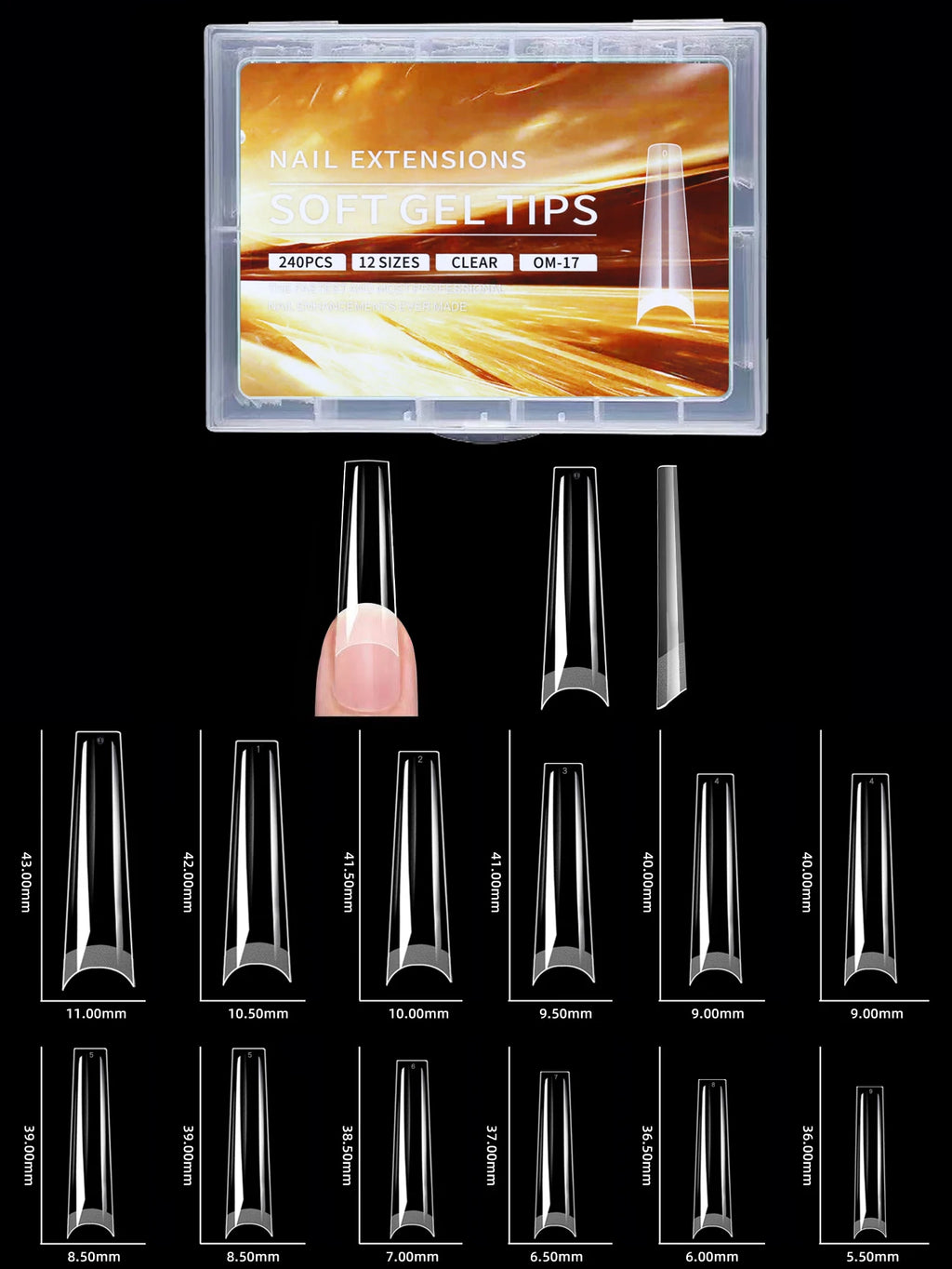 240pcs soft gel nail tips, half matte full coverage press-on nail tips almond square coffin french false nails thin front